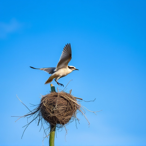 Bird flying from unused nesting spot