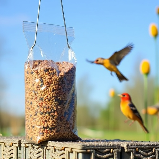 Bird seed bulk packaging outdoors