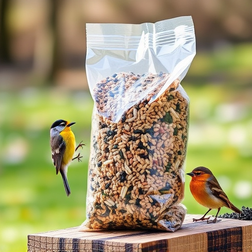 Bird seed bulk packaging outdoors
