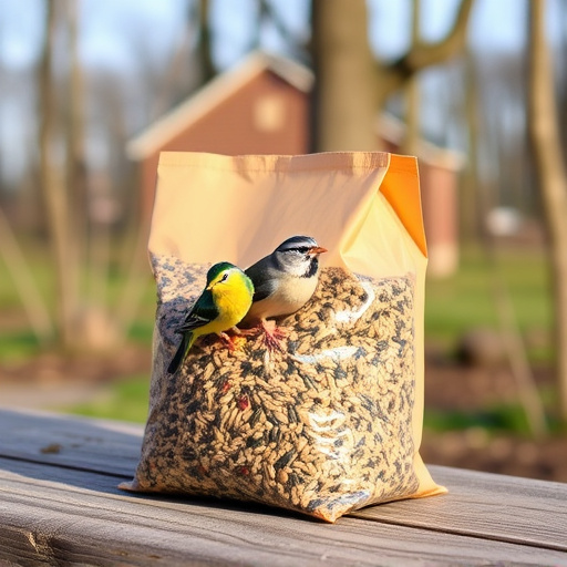 Bird seed bulk packaging outdoors