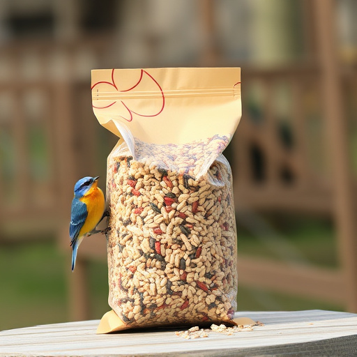 Bird seed bulk packaging outdoors