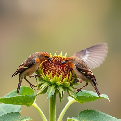 Birds feeding on sunflower hearts