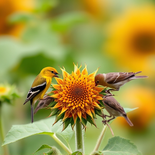 Birds feeding on sunflower hearts