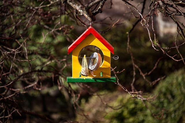 Birds feeding on waterproof feeder