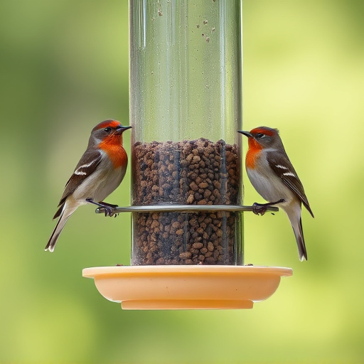 Birds perched on weatherproof feeder