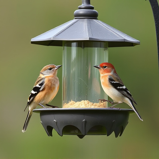 Birds perched on weatherproof feeder