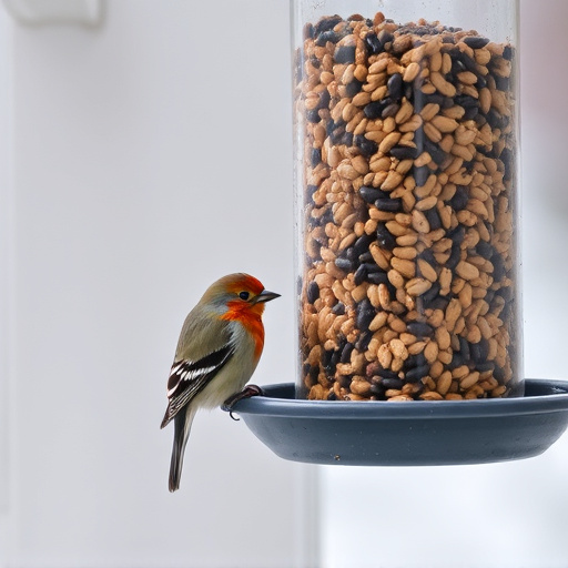 Birds using feeder without seed mess