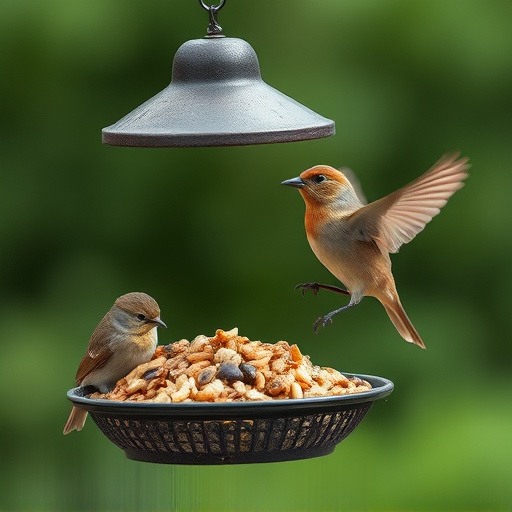 Birds using feeder without seed mess