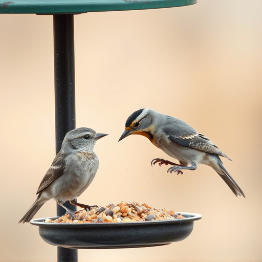 Birds using feeder without seed mess