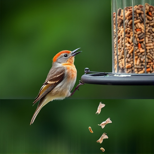 Birds using feeder without seed mess