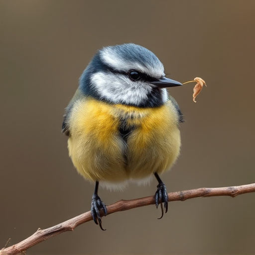 Blue tit holding seed in its beak
