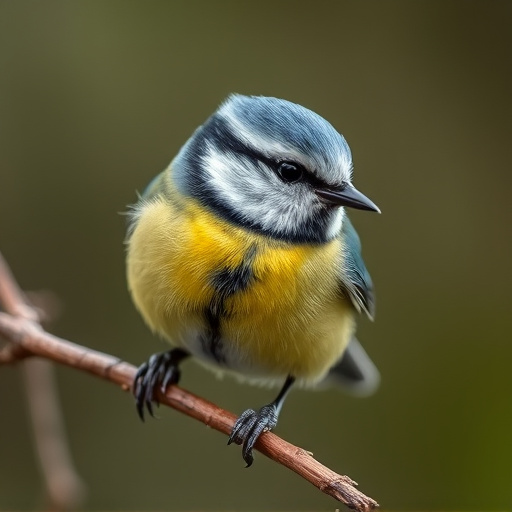 Blue tit holding seed in its beak