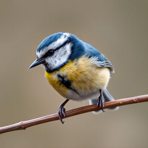Blue tit holding seed in its beak