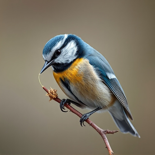 Blue tit holding seed in its beak