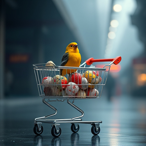 Checkout cart filled with bird