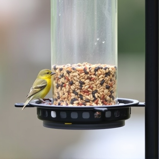 Clean bird feeder filled with seed mix