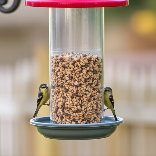 Clean bird feeder filled with seed mix