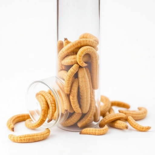Clear tube feeder filled with dried mealworms