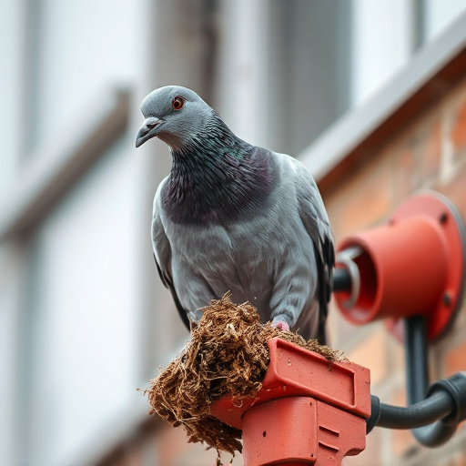 Close-up of anti-pigeon feeding mechanism