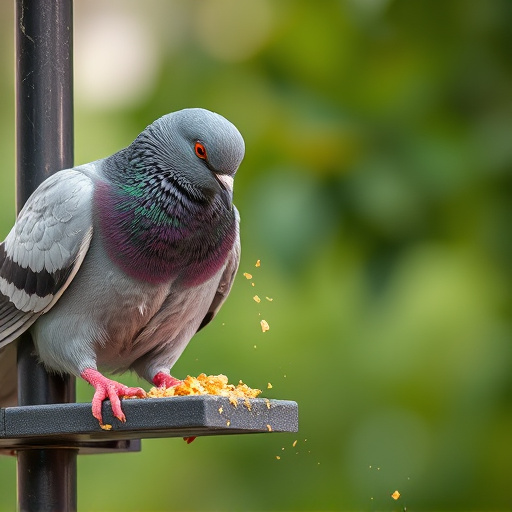 Close-up of anti-pigeon feeding mechanism