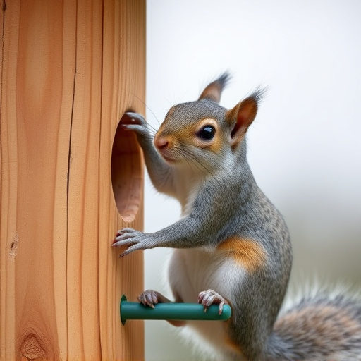 Close-up of feeder mechanism blocking squirrels