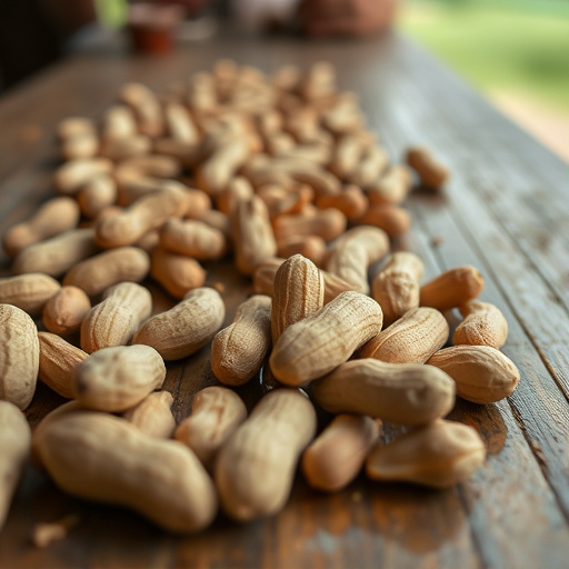 Close-up of peanuts on feeding table