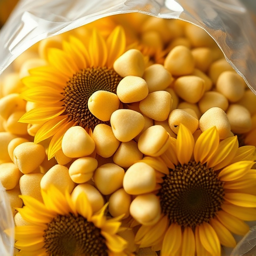 Close-up of premium sunflower hearts in bag