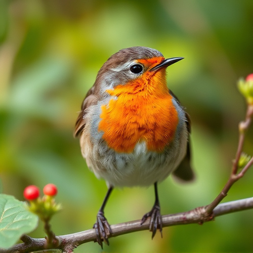 Close-up of robin in garden