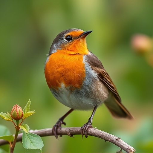 Close-up of robin in garden