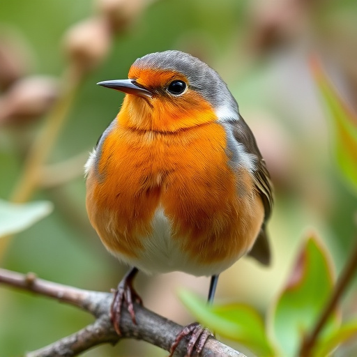 Close-up of robin in garden