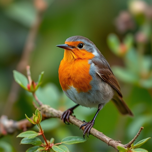Close-up of robin in garden