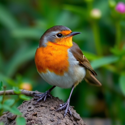 Close-up of robin in garden