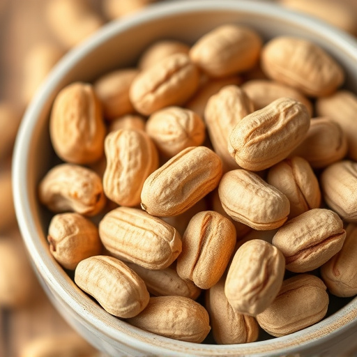 Close-up of shelled peanuts in bowl