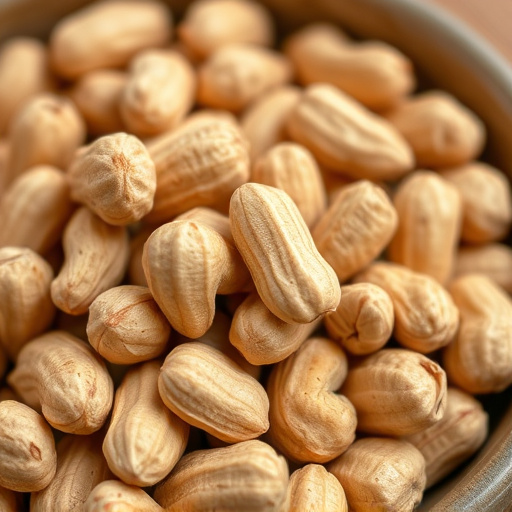 Close-up of shelled peanuts in bowl