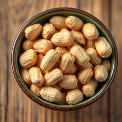 Close-up of shelled peanuts in bowl