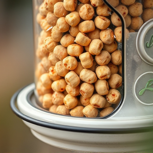 Close-up of suet pellets in feeder