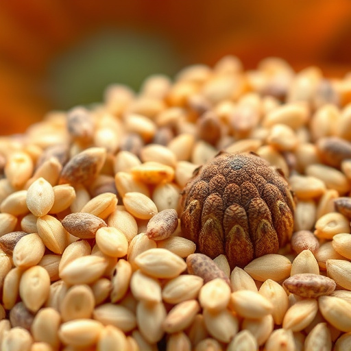 Close-up of sunflower and millet seeds