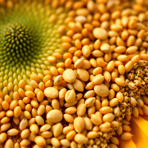Close-up of sunflower and millet seeds