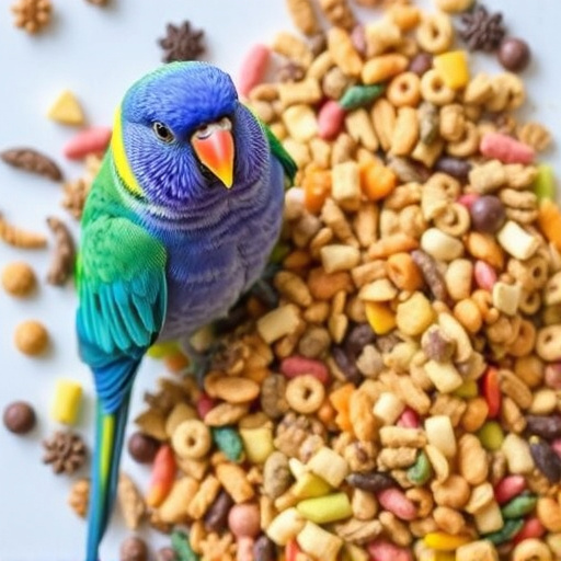 Colourful wheat-free bird food mix