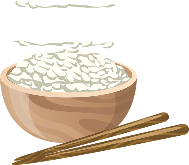 Cooked rice scattered for garden birds