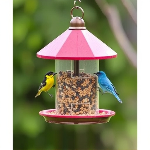 Covered bird feeder preventing seed spills