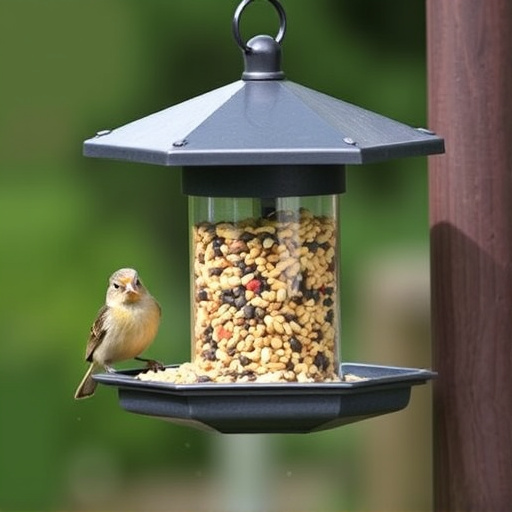 Covered bird feeder preventing seed spills
