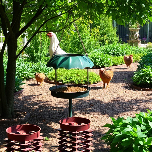 Covered ground feeder in shaded garden