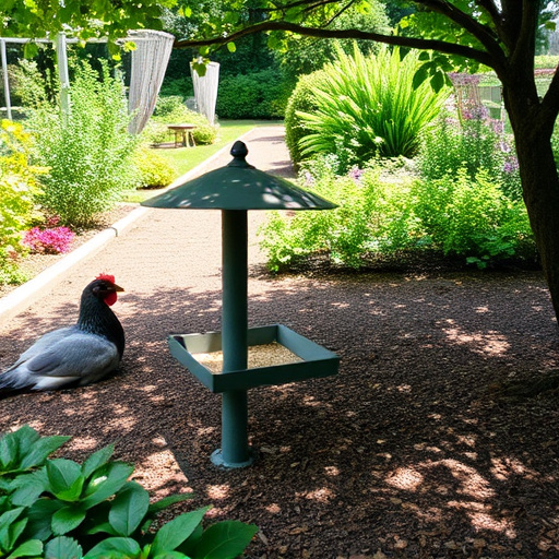 Covered ground feeder in shaded garden