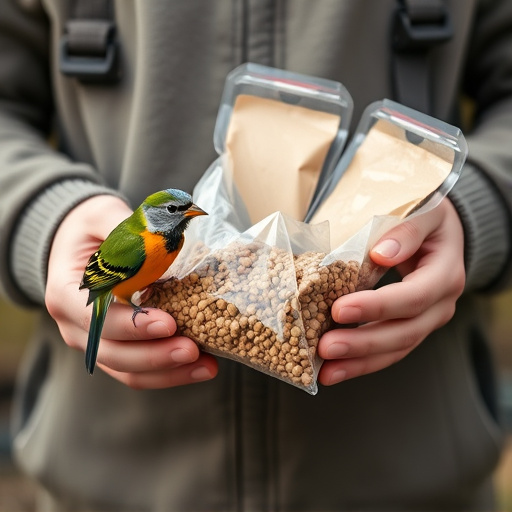 Customer holding budget bird food pack