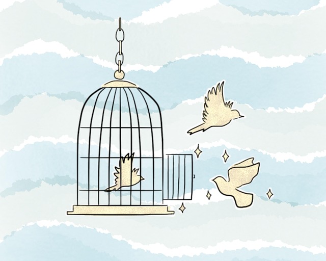 Cylindrical suet cage beside bird table