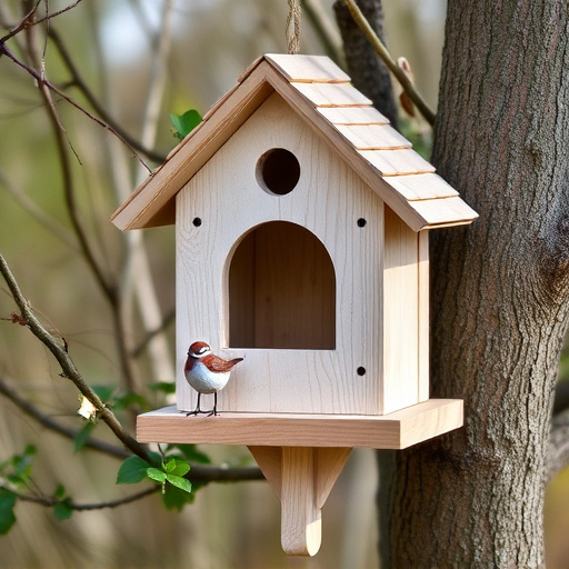 Decorative bird box in natural setting