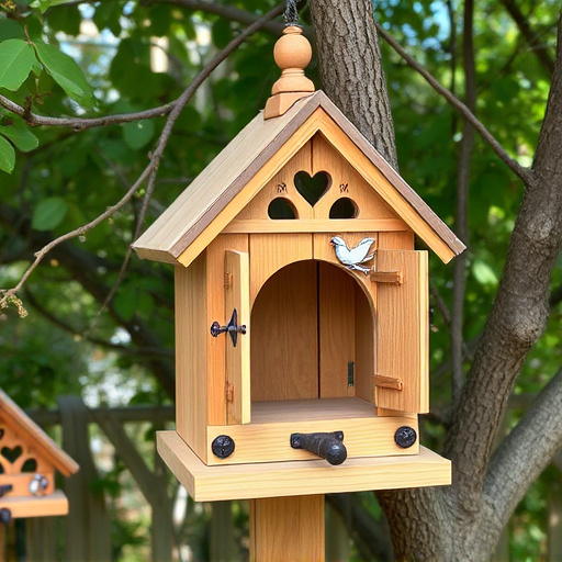 Decorative bird box in natural setting