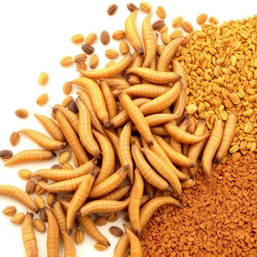 Dried mealworms next to seed mix