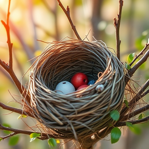 Empty bird nest in late summer